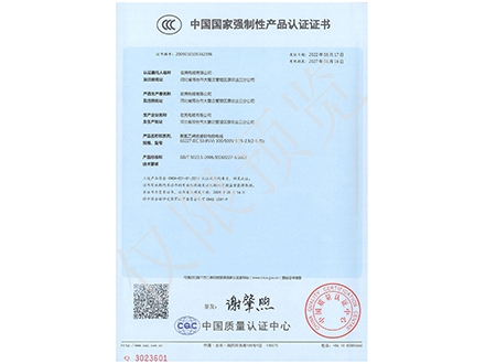 CCC强制性认证证书（RVV）